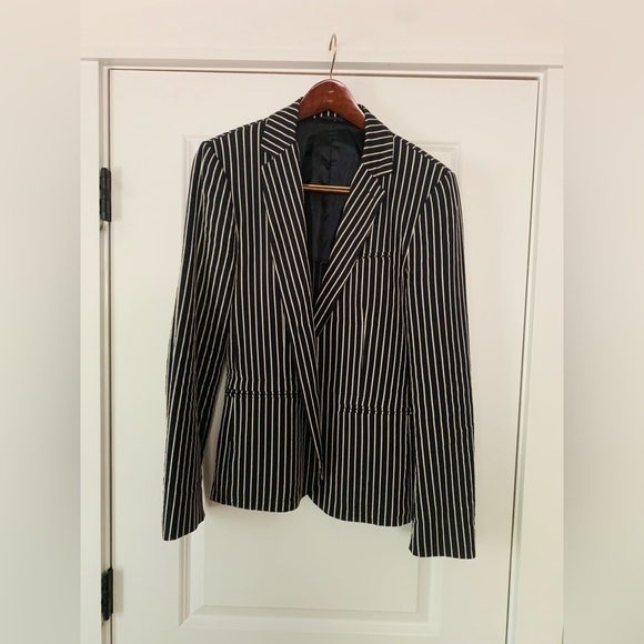 Agnès b. reverse seersucker navy blazer men’s 48 (runs small) - Picture 2 of 6